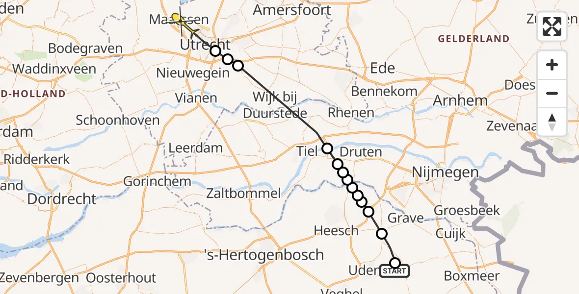 Routekaart van de vlucht: Politieheli naar Maarssen