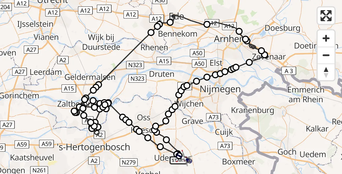 Vluchtroute Politiehelikopter Vliegbasis Volkel - Vliegbasis Volkel, 24 juni 2022, 18:42