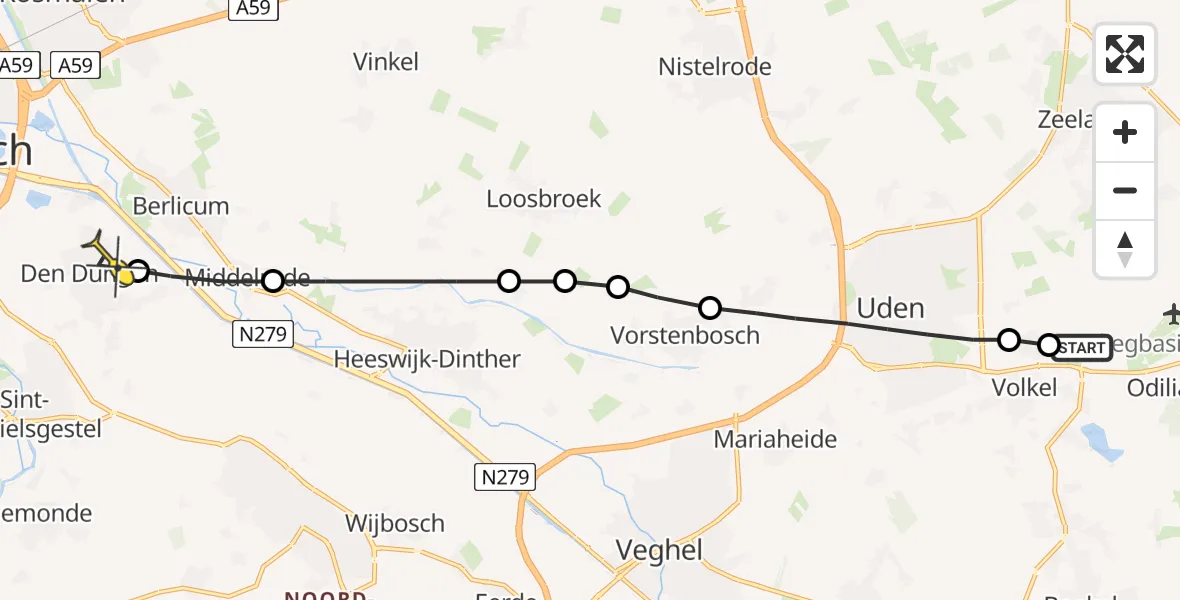 Routekaart van de vlucht: Lifeliner 3 naar Den Dungen