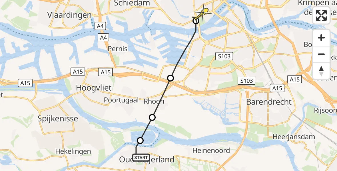 Routekaart van de vlucht: Lifeliner 2 naar Erasmus MC