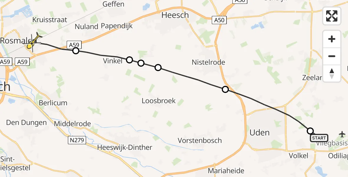 Routekaart van de vlucht: Lifeliner 3 naar Rosmalen