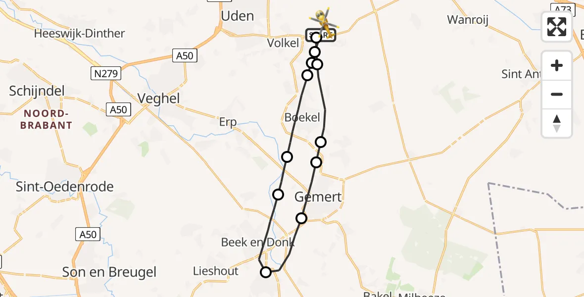 Vluchtroute Traumahelikopter Vliegbasis Volkel - Vliegbasis Volkel, 24 juni 2022, 21:51