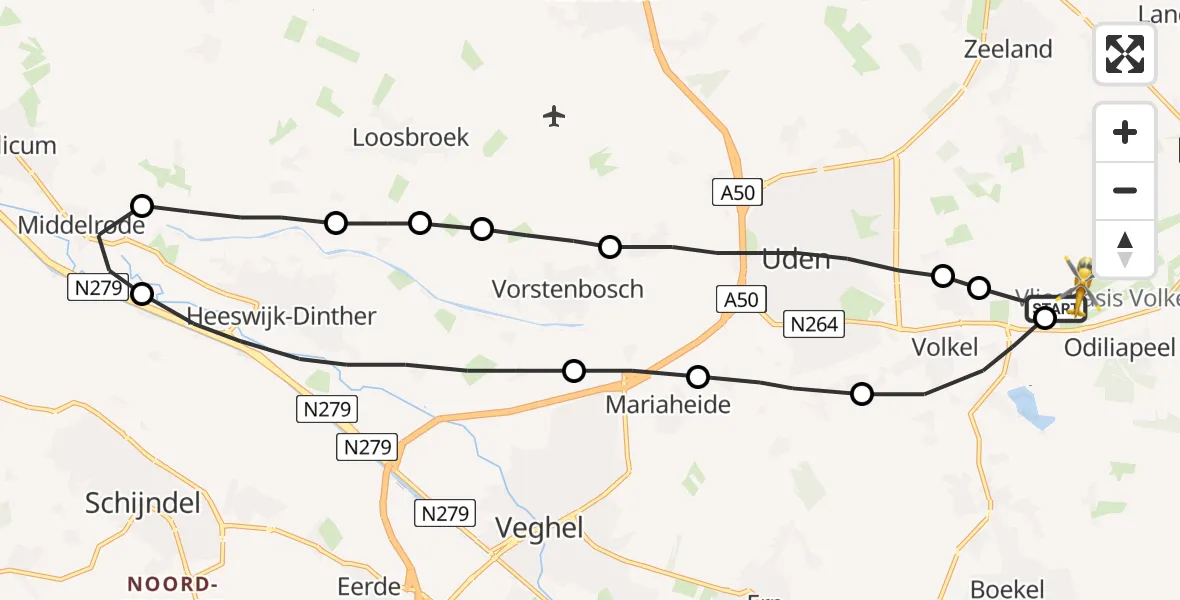 Vluchtroute Traumahelikopter Vliegbasis Volkel - Vliegbasis Volkel, 24 juni 2022, 22:30