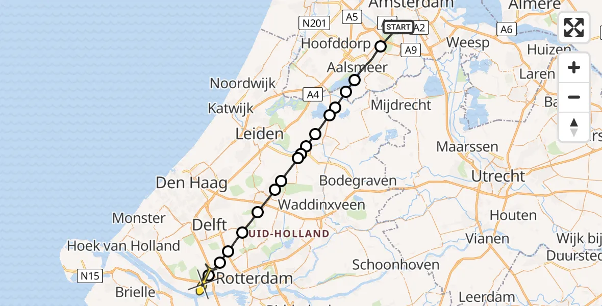 Routekaart van de vlucht: Lifeliner 1 naar Vlaardingen