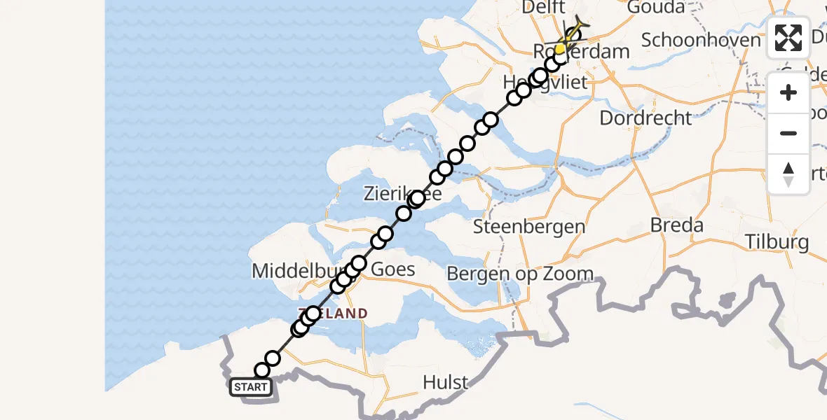 Routekaart van de vlucht: Lifeliner 2 naar Rotterdam The Hague Airport