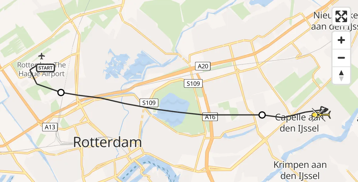 Routekaart van de vlucht: Lifeliner 2 naar Capelle aan den IJssel