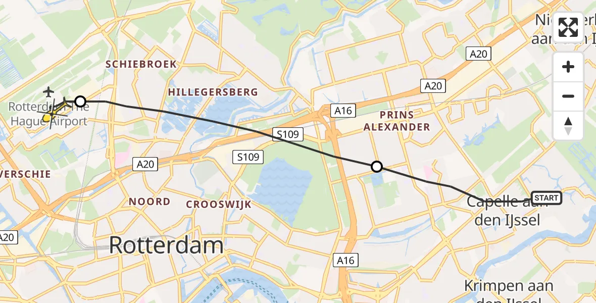 Routekaart van de vlucht: Lifeliner 2 naar Rotterdam The Hague Airport