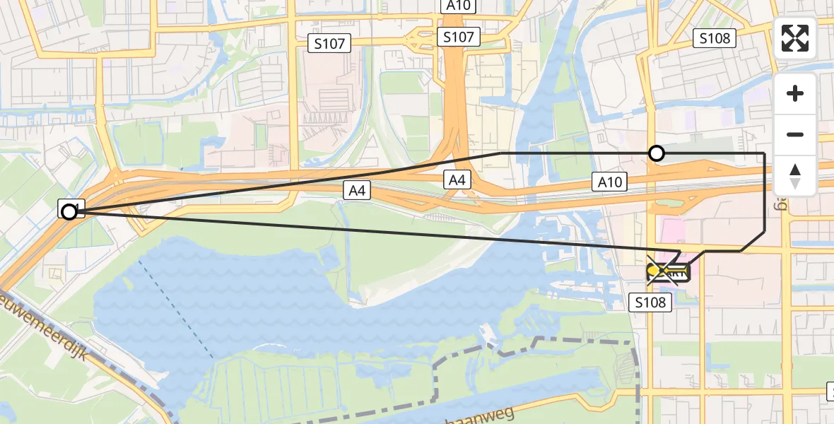 Routekaart van de vlucht: Lifeliner 1 naar VU Medisch Centrum Amsterdam