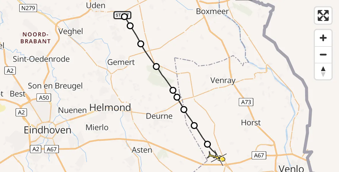 Routekaart van de vlucht: Lifeliner 3 naar Evertsoord