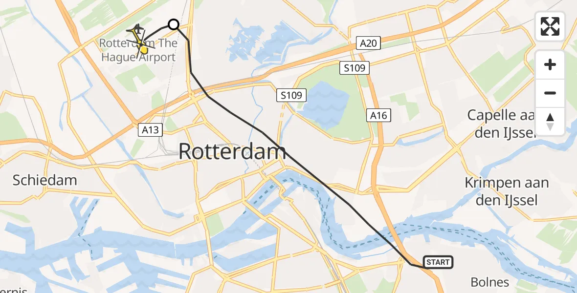 Routekaart van de vlucht: Lifeliner 2 naar Rotterdam The Hague Airport