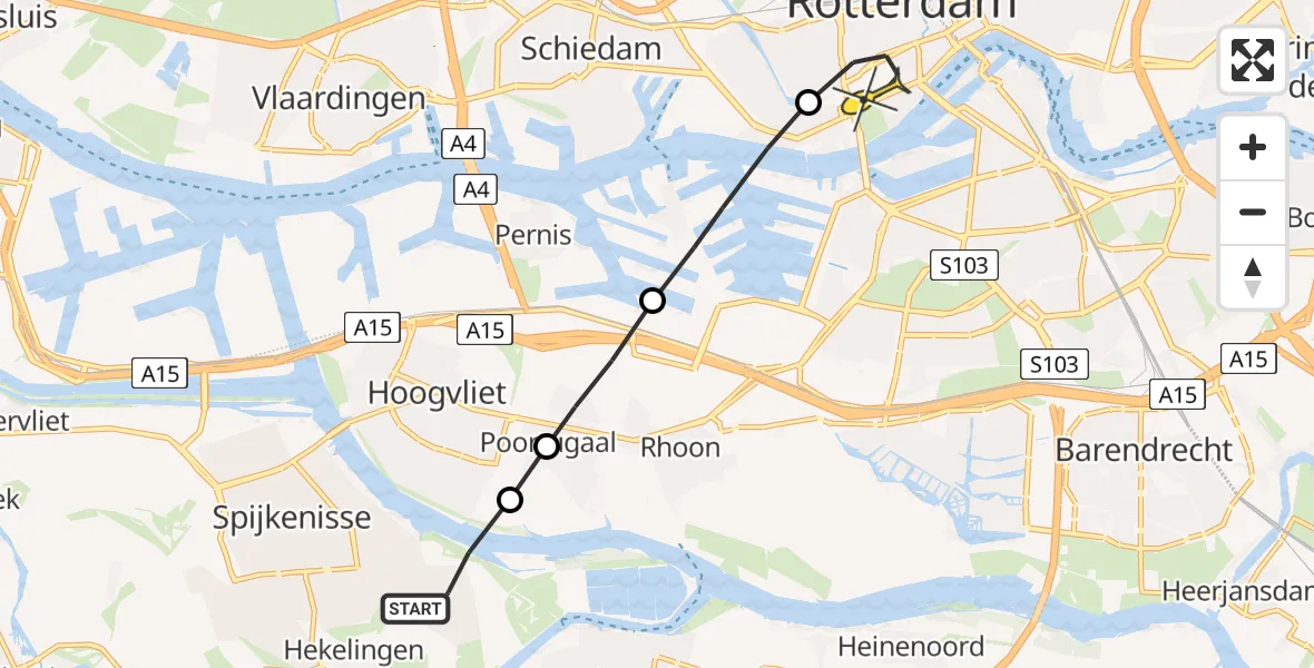 Routekaart van de vlucht: Lifeliner 2 naar Erasmus MC