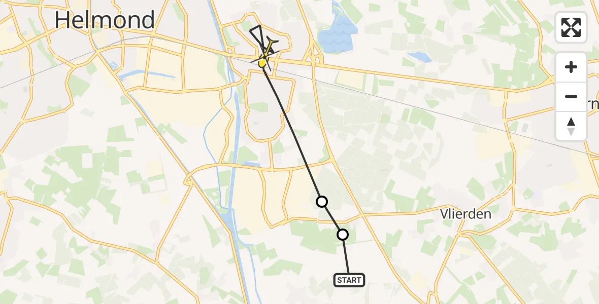 Routekaart van de vlucht: Lifeliner 3 naar Helmond