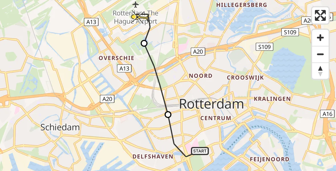 Routekaart van de vlucht: Lifeliner 2 naar Rotterdam The Hague Airport