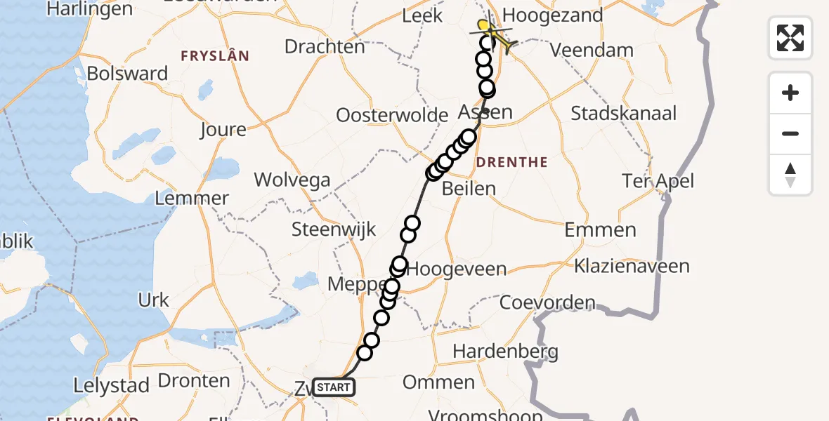 Routekaart van de vlucht: Lifeliner 4 naar Groningen Airport Eelde