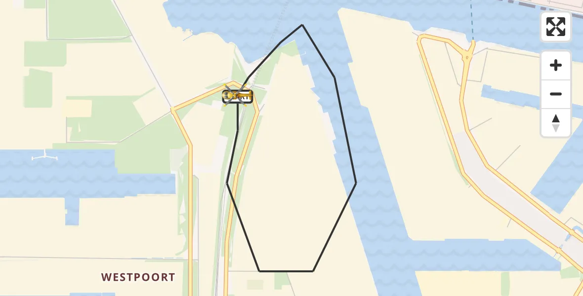 Vluchtroute Traumahelikopter Amsterdam Heliport - Amsterdam Heliport, 25 juni 2022, 18:57