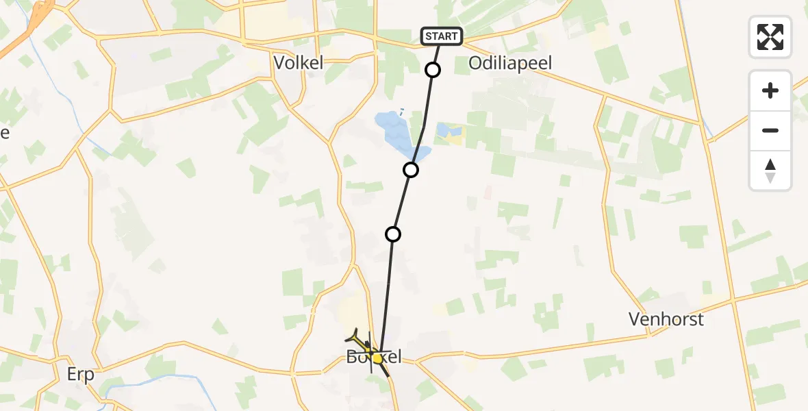 Routekaart van de vlucht: Lifeliner 3 naar Boekel