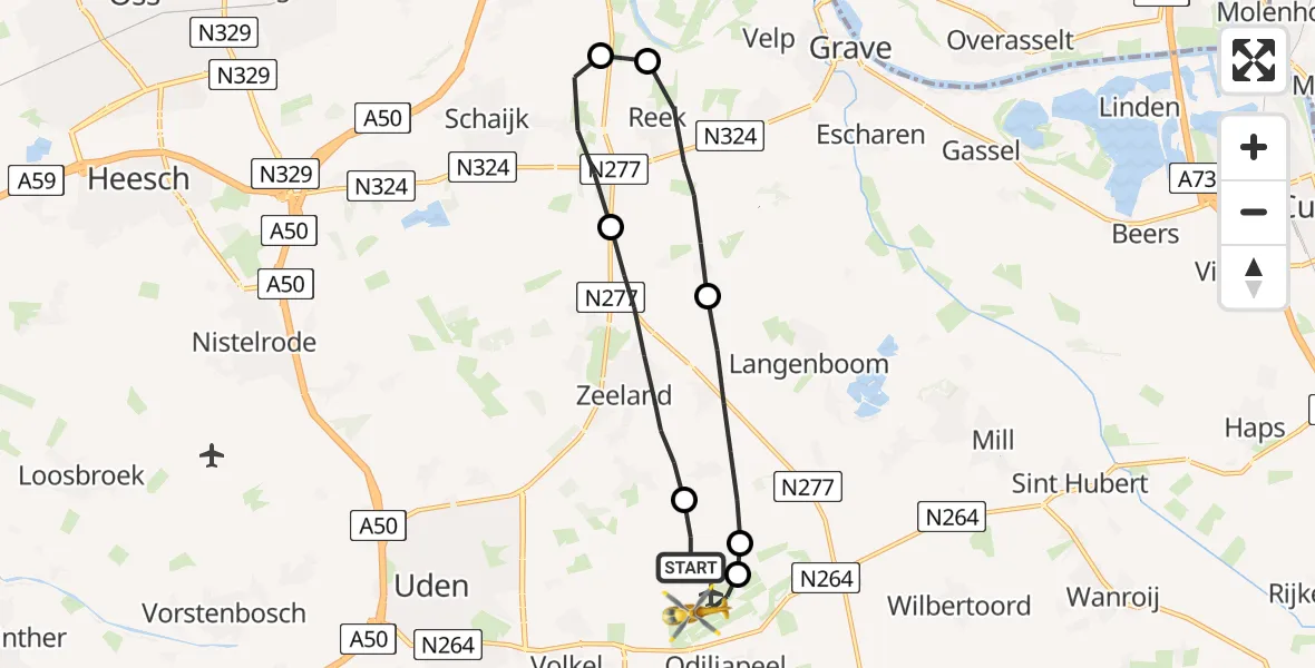 Vluchtroute Traumahelikopter Vliegbasis Volkel - Vliegbasis Volkel, 25 juni 2022, 21:26