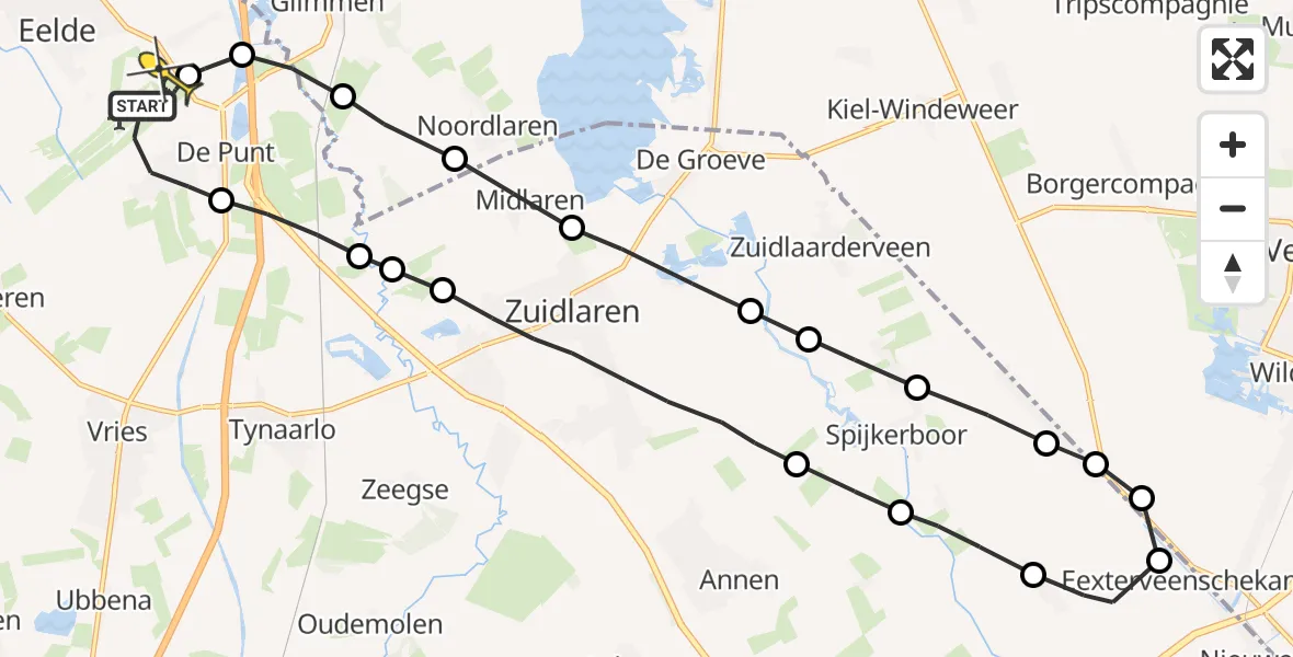 Routekaart van de vlucht: Lifeliner 4 naar Groningen Airport Eelde