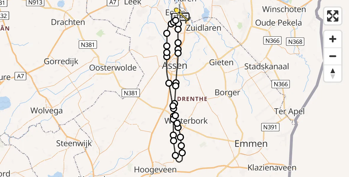 Routekaart van de vlucht: Lifeliner 4 naar Groningen Airport Eelde