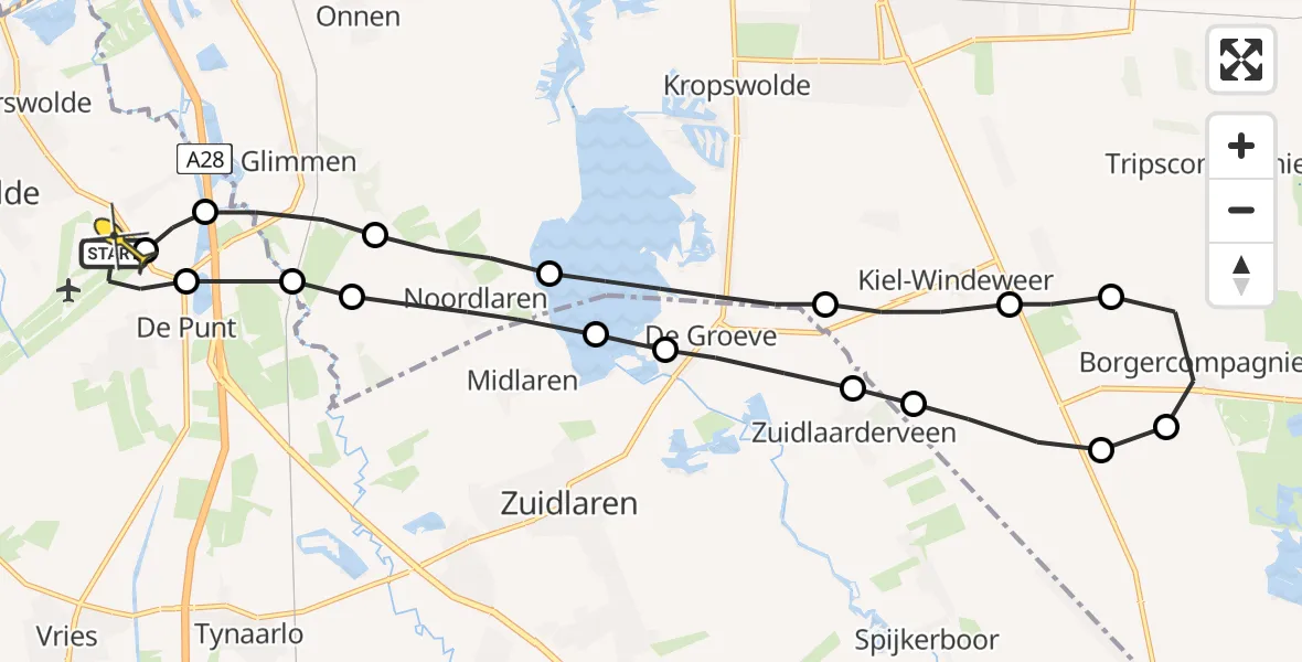Routekaart van de vlucht: Lifeliner 4 naar Groningen Airport Eelde