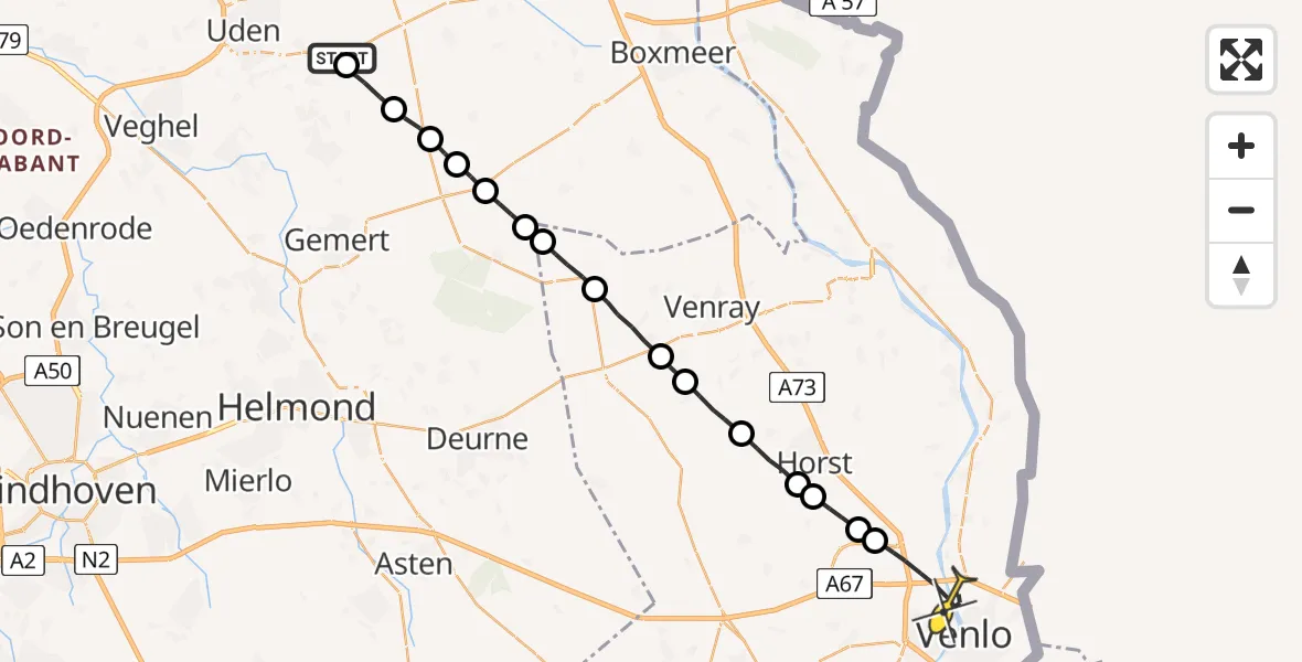 Routekaart van de vlucht: Lifeliner 3 naar Venlo