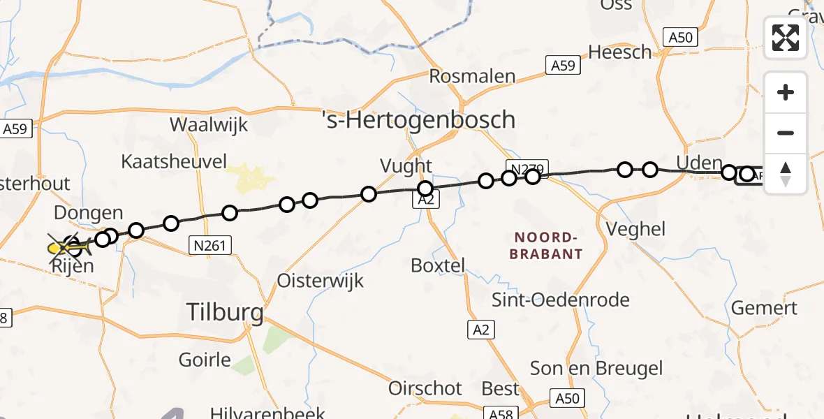 Routekaart van de vlucht: Lifeliner 3 naar Rijen