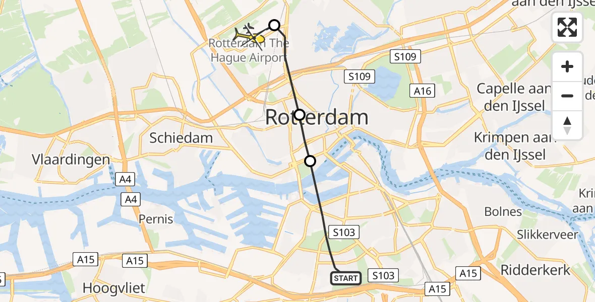 Routekaart van de vlucht: Lifeliner 2 naar Rotterdam The Hague Airport