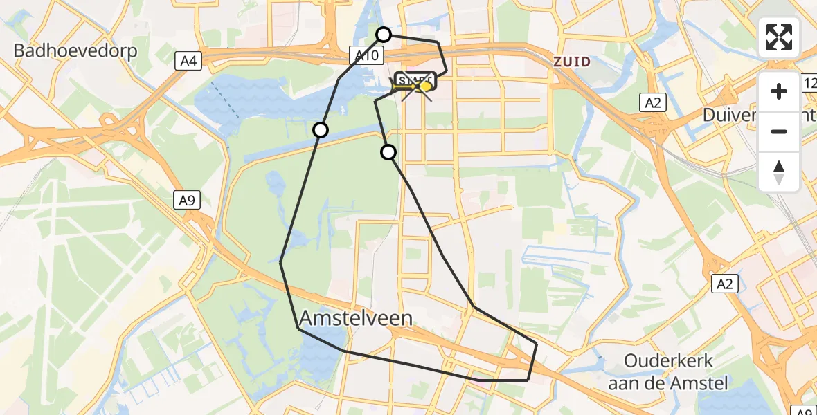 Routekaart van de vlucht: Lifeliner 1 naar VU Medisch Centrum Amsterdam