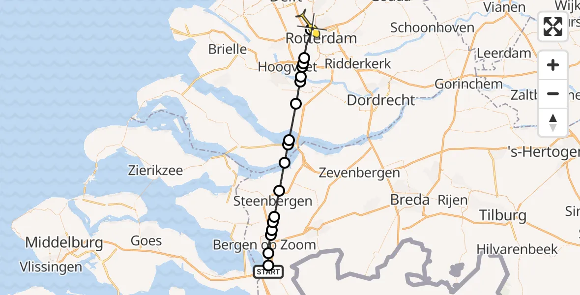 Routekaart van de vlucht: Lifeliner 2 naar Rotterdam The Hague Airport