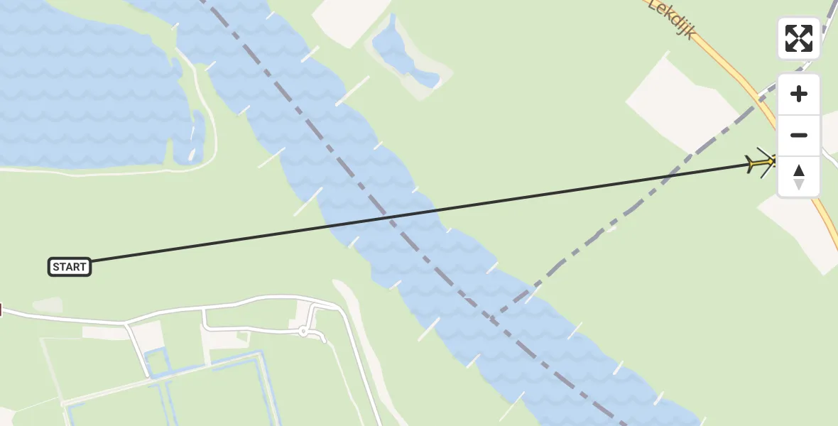 Routekaart van de vlucht: Politiehelikopter naar Wijk bij Duurstede