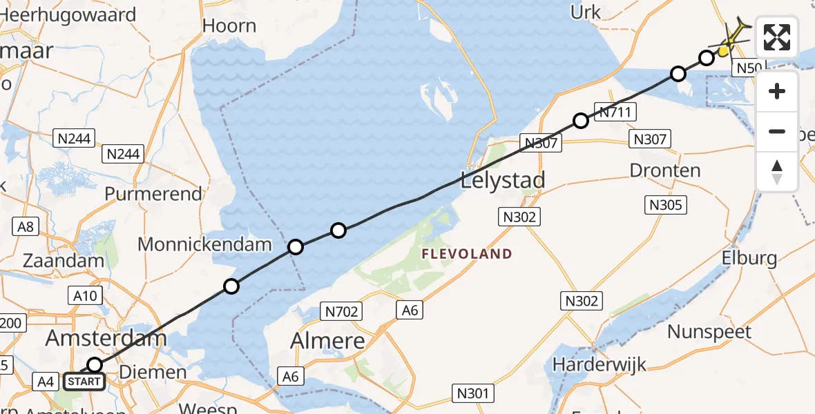 Routekaart van de vlucht: Lifeliner 1 naar Ens