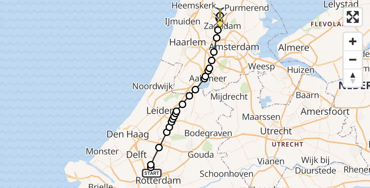 Routekaart van de vlucht: Lifeliner 2 naar Zaandam