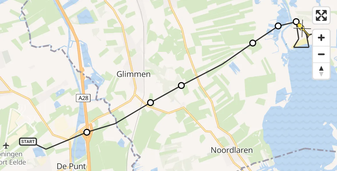 Routekaart van de vlucht: Lifeliner 4 naar Kropswolde