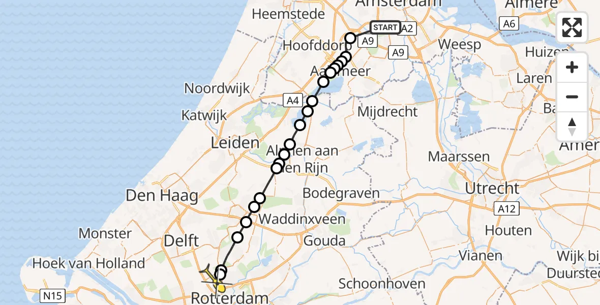 Routekaart van de vlucht: Lifeliner 2 naar Rotterdam The Hague Airport