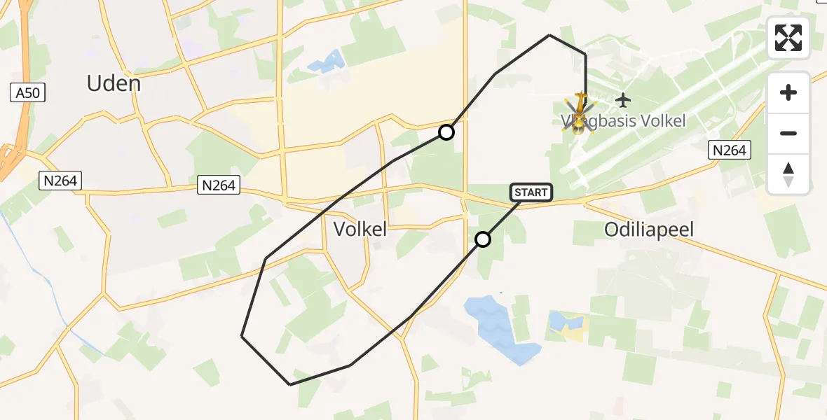 Vluchtroute Traumahelikopter Vliegbasis Volkel - Vliegbasis Volkel, 26 juni 2022, 11:28