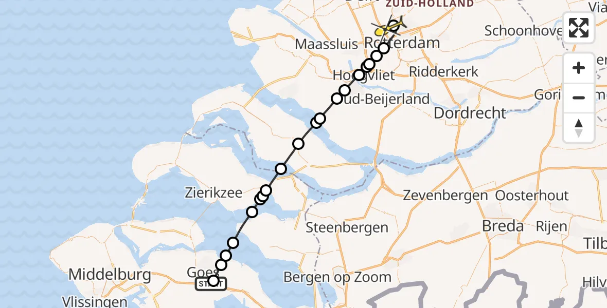 Routekaart van de vlucht: Lifeliner 2 naar Rotterdam The Hague Airport