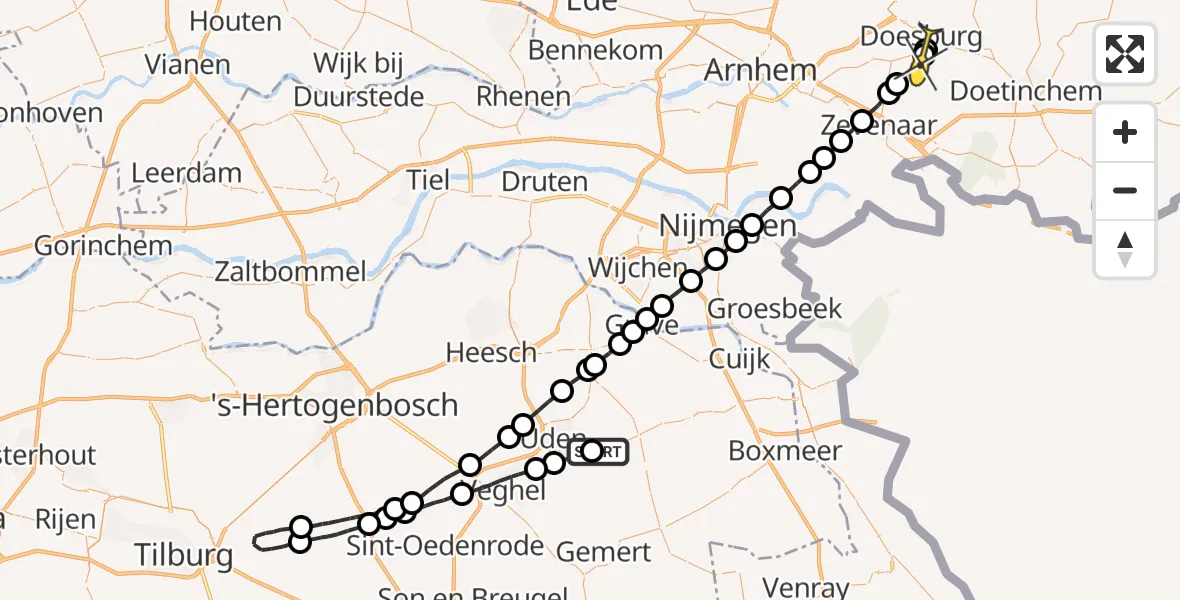 Routekaart van de vlucht: Lifeliner 3 naar Angerlo