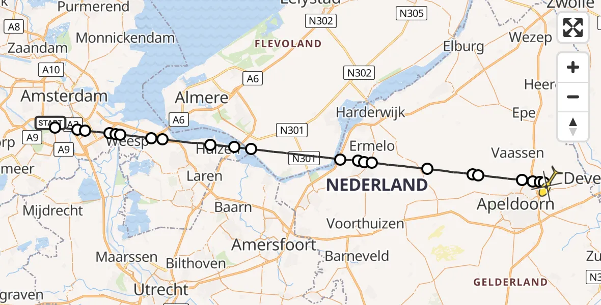 Routekaart van de vlucht: Lifeliner 1 naar Vliegveld Teuge