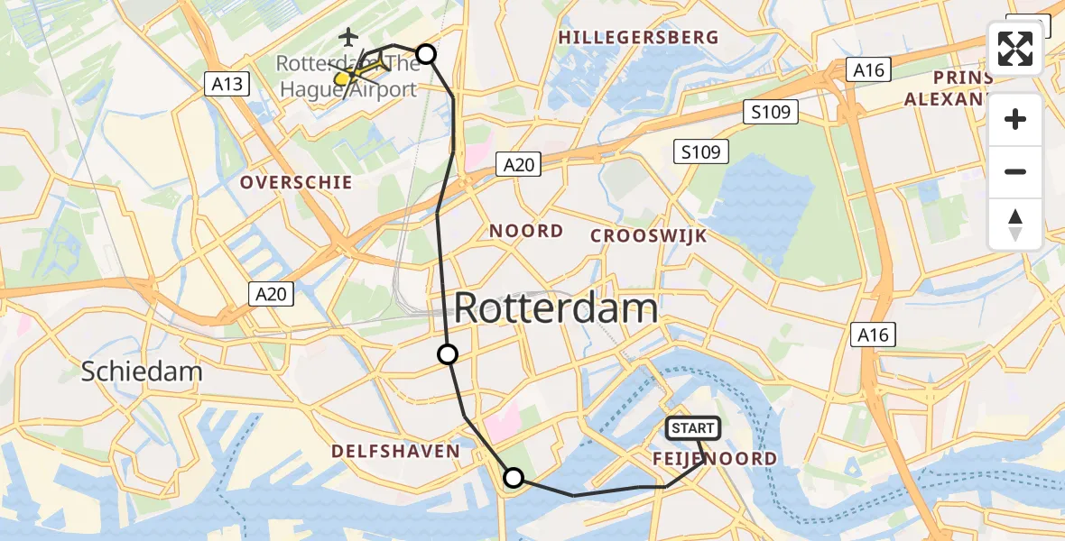 Routekaart van de vlucht: Lifeliner 2 naar Rotterdam The Hague Airport