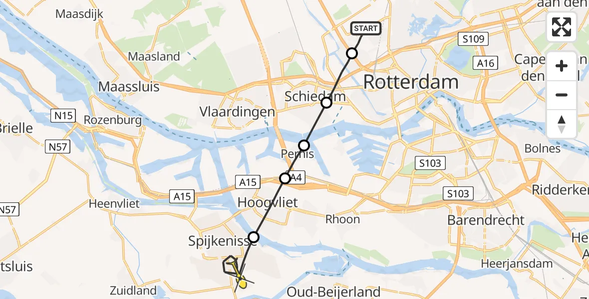 Routekaart van de vlucht: Lifeliner 2 naar Spijkenisse