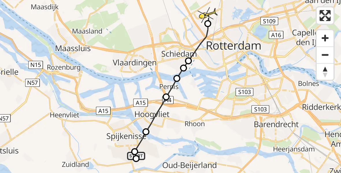 Routekaart van de vlucht: Lifeliner 2 naar Rotterdam The Hague Airport