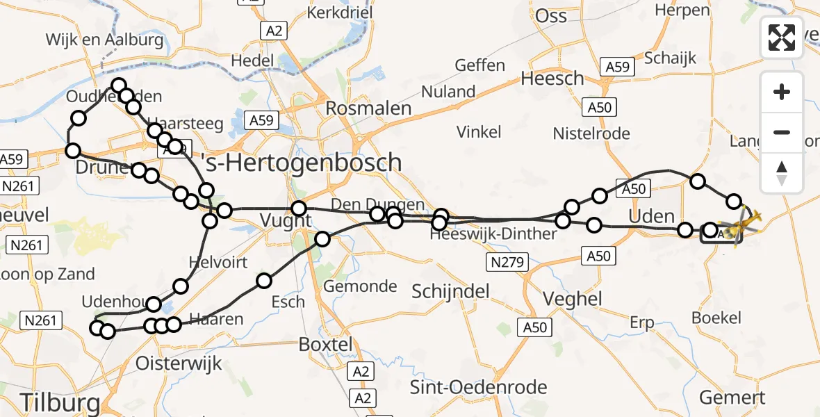 Vluchtroute Traumahelikopter Vliegbasis Volkel - Vliegbasis Volkel, 27 juni 2022, 11:22