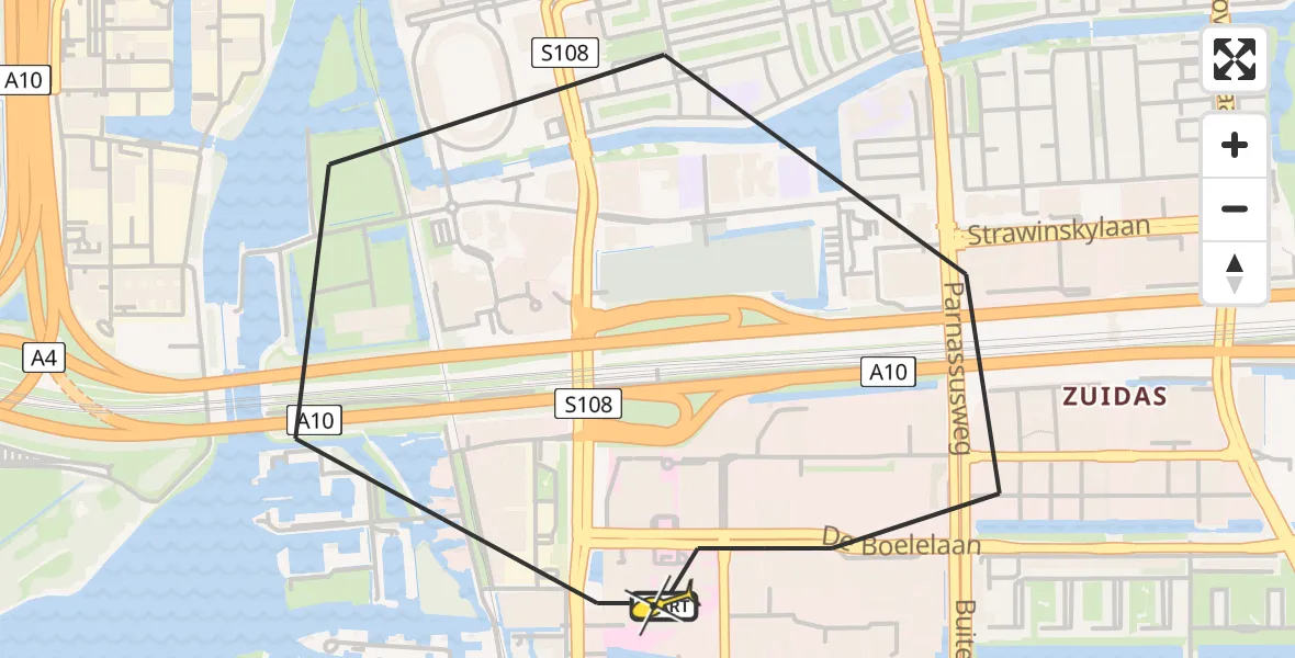 Routekaart van de vlucht: Lifeliner 1 naar VU Medisch Centrum Amsterdam