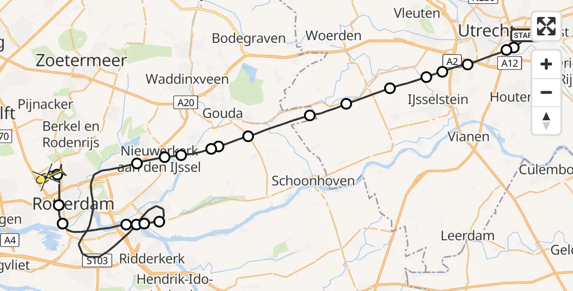 Routekaart van de vlucht: Lifeliner 2 naar Rotterdam The Hague Airport