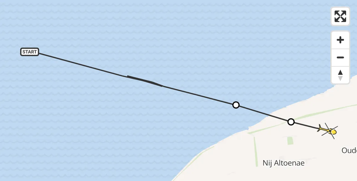 Routekaart van de vlucht: Ambulancehelikopter naar Oudebildtzijl