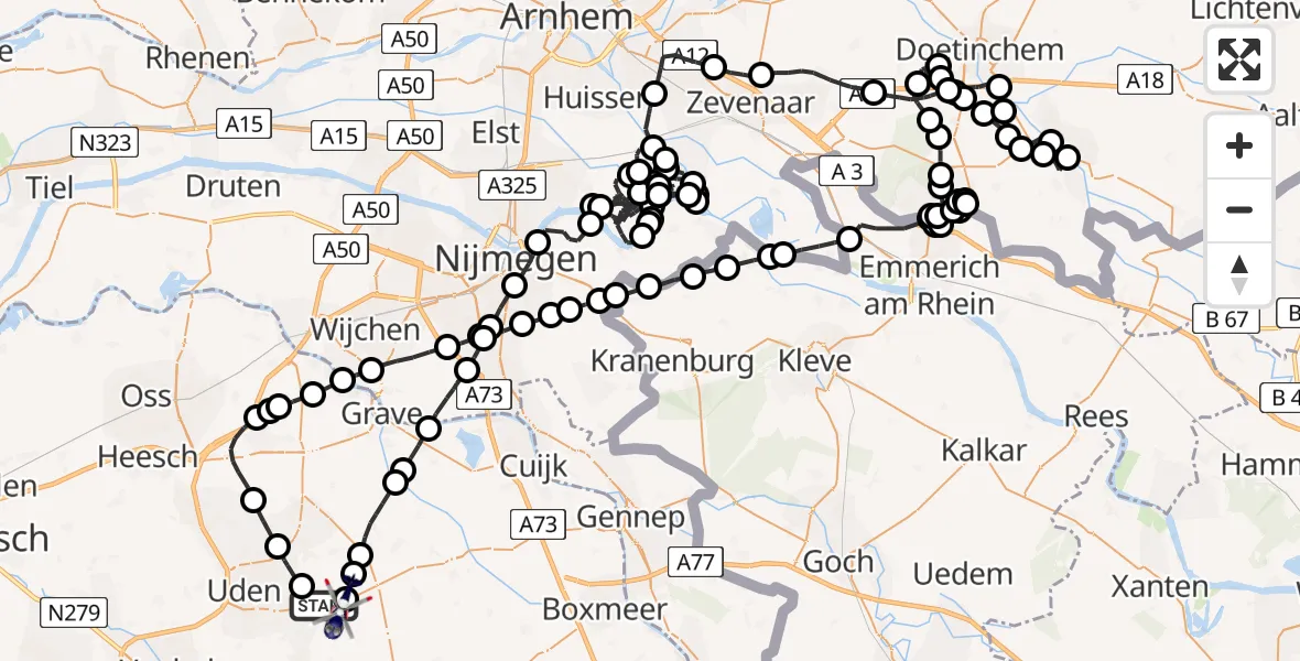 Vluchtroute Politiehelikopter Vliegbasis Volkel - Vliegbasis Volkel, 27 juni 2022, 18:37