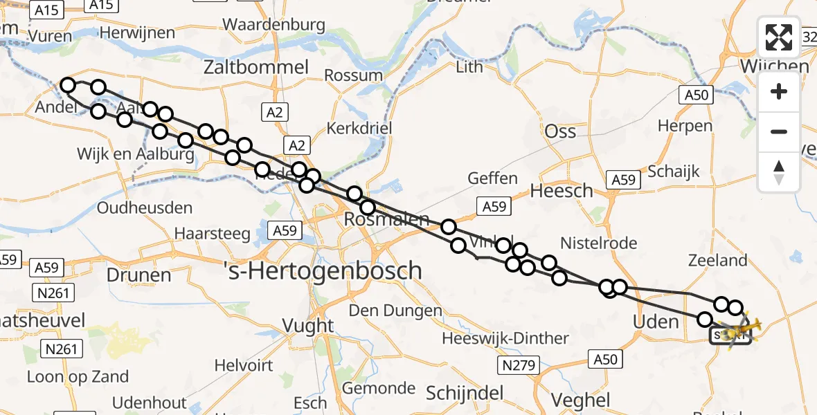 Vluchtroute Traumahelikopter Vliegbasis Volkel - Vliegbasis Volkel, 27 juni 2022, 18:43