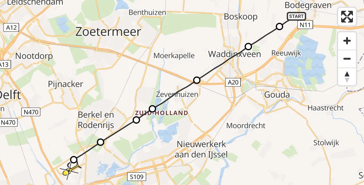 Routekaart van de vlucht: Lifeliner 2 naar Rotterdam The Hague Airport