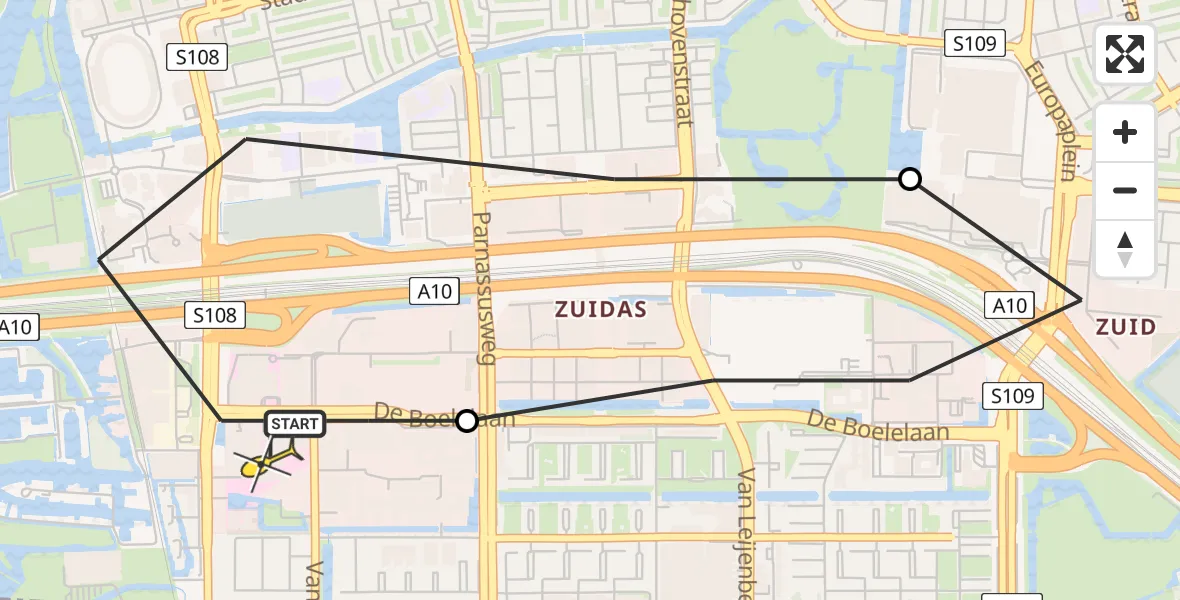 Routekaart van de vlucht: Lifeliner 1 naar VU Medisch Centrum Amsterdam