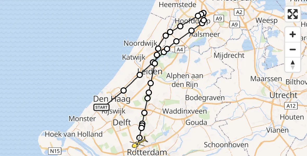 Routekaart van de vlucht: Lifeliner 2 naar Rotterdam The Hague Airport